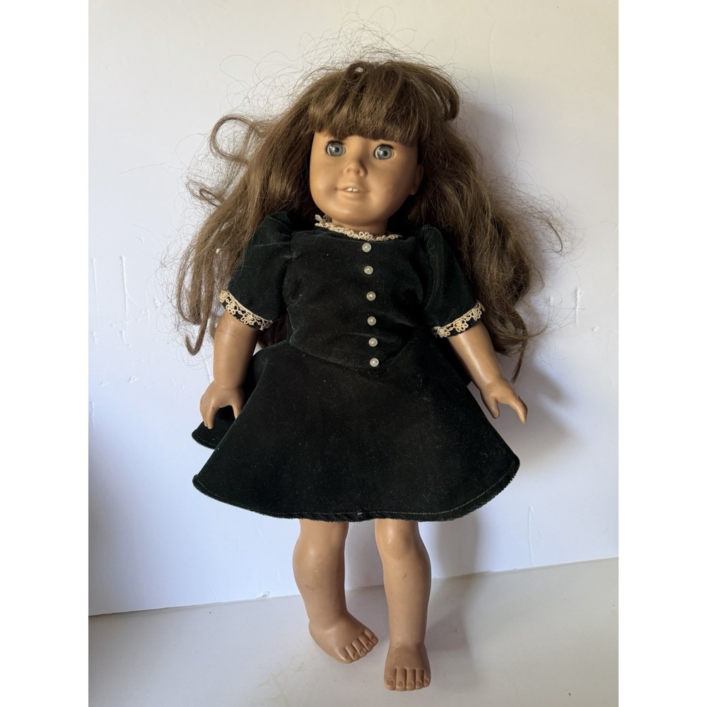 Vintage Pleasant Company American Girl Molly McIntire Doll Gray Eyes Green Dress